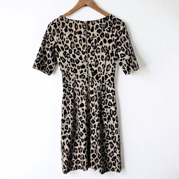 Kate Spade Leopard Print Half Sleeve Fit and Flare Dress Size 0 - Picture 9 of 11